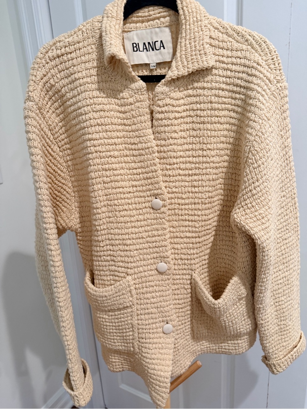 Cream Knit Button-Front Jacket - Picture 2 of 8